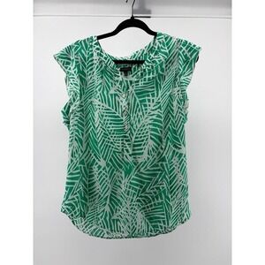 Talbots Green & White, Sleeveless Blouse Light-Weight, Women 14 S175‎
